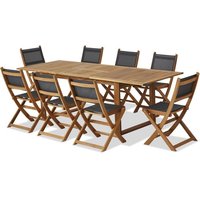 Ensemble repas de jardin - Table extensible + 8 chaises - Bois d'acacia - 8 places - LEVATA - Bocarnea