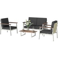 Outsunny Ensemble Canapés Jardin 4 Personnes: 2 Fauteuils, Canapé, Table Basse.