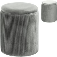 HOMCOM Storage Ottoman Modern Velvet Round Foot Stool for Living Room Bedroom 45 cm Grey | Aosom Ireland