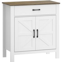 HOMCOM Living Room Sideboard, Storage Cabinet with 2 Barn Doors, Drawer and Adjustable Shelf, 77 x 39.3 x 81.5 cm, White and Brown | Aosom Ireland