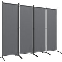Outsunny 4 Panel Folding Garden Divider, 1.7m Privacy Screen with Wide Feet, Portable Freestanding Privacy Panel for Deck, Pool, Hot Tub, Dark Grey