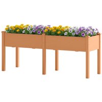 Outsunny Potager Urbain Surélevé en Bois 184x59x76,5 cm avec 6 Trous de Drainage pour Cultures Plantes Fleurs Marron