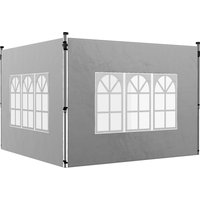 Outsunny Outsunny 2er-Set Seitenteile für Pavillon 3x3/3x4 m, Seitenwand mit Fenster, wasserdicht Seitenwände aus Oxfordstoff, als Windschutz und Sichtschutz für Partyzelt, Hellgrau Aosom