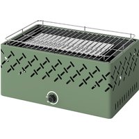 Outsunny Barbecue au charbon 45,5x29x21 cm avec ventilateur intégré température réglable et bac à charbon vert clair