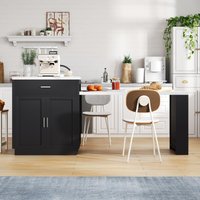 Versatile Kitchen Island with Extendable Dining Table and Adjustable Shelf, Space-Saving Table for 2-6 People, 211L x 55W x 89.5H cm, Black Aosom UK