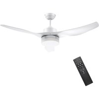 HOMCOM Ventilateur plafond avec lumière et télécommande 20,5 W, 6 vitesses 3 couleurs d'éclairage et minuterie, 132 cm, blanc