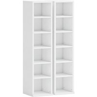 HOMCOM Lote de 2 Estantes Coluna Armário de Arrumação CD DVD 12 Compartimentos 21x22,5x88,5 cm Capacidade 204 CDs Branco Aosom Portugal