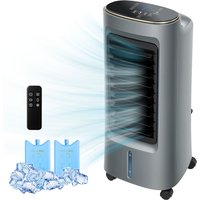 HOMCOM Refroidisseur d'air mobile 4 en 1 humidificateur purificateur ventilateur, oscillation 90°, 4 vitesses, 3 modes, gris