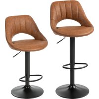 HOMCOM Bar Stools Set of 2, PU Leather Swivel Barstools with Backrest and Footrest for Kitchen, Counter, Breakfast Bar, Brown