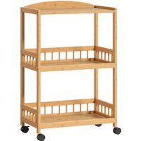 HOMCOM Carrinho de Cozinha com 3 Níveis, Carrinho de Servir com Espaço de Armazenamento, Estante de Cozinha com Rodas, para Cozinha Banheiro Escritóri