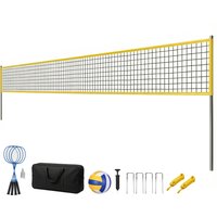 SPORTNOW Ensemble de Volley-Ball et Badminton, Poteaux en Acier Hauteur Réglable, Sac de transport, pour Pelouse Plage Jardin