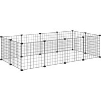 PawHut Enclos Métallique Noir Bords Arrondis pour Animaux Domestiques 106x73x36cm Aosom France