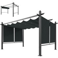 Outsunny Pergola en Aluminium Tonnelle de Jardin Stores Automatiques Coulissante Rétractable UV50+ 3x4 m Gris Anthracite