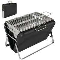 Outsunny Holzkohlegrill aus Edelstahl BBQ Smoker mit Grillrost Holzkohle Grill mit Griff klappbaren Beinen Kohlegrill Standgrill für Barbeque Camping Terrasse Garten 40 x 28 x 255 cm Schwarz Aosom