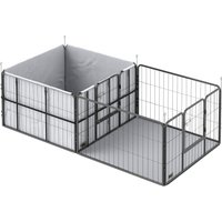 PawHut 7 Panel Dog Whelping Box, Heavy Duty Dog Playpen with Washable Pee Pads, Windproof Fabric, for Small and Medium Dogs