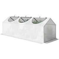 Outsunny Serre de jardin mini serre 3 fenêtres enroulables couverture en PE haute densité 140 g/m² 180 x 60 x 60 cm blanc