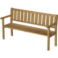Outsunny Banc de Jardin en Bois de 167 cm, Banc Extérieur 3 Places avec Dossier et Accoudoirs pour Patio, Véranda, Jardin, Balcon, Teck