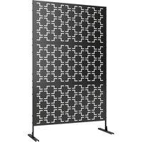 Outsunny Metal Decorative Privacy Screen Outdoor Divider, Black Grid Aosom UK