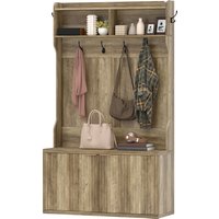 HOMCOM Porte-manteau range-chaussures 4 en 1 Porte-manteau moderne avec étagère ouverte pour couloir entrée chambre 100x38x172 cm Chêne