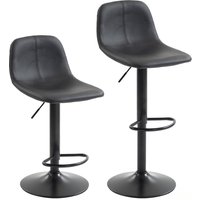 HOMCOM Set da 2 Sgabelli da Bar, Sedie da Bar con Altezza Regolabile, Schienale e Poggiapiedi, Girevoli 360°, Piedi in Acciaio, Nero Aosom Italy