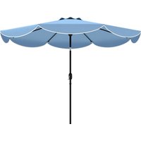 Outsunny Parasol Terraza Exterior Ø2,7 m Parasol avec Inclinación Ajustable 3 Posiciones Manivela y Volante Bleu ciel