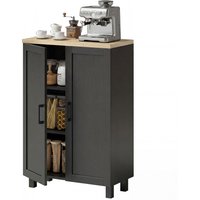 HOMCOM Buffet de Salon Étroit 2 Portes Armoire de Cuisine avec Étagère Réglable pour Entrée 60x30x90 cm Noir