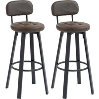 HOMCOM Set di 2 Sgabelli Alti da Bar con Schienale e Poggiapiedi, Rotanti Rivestiti in PU e Struttura in Metallo, 35.5x43.5x98 cm, Marrone scuro Aosom Italy