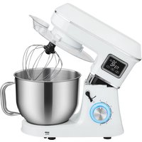HOMCOM Robot pâtissier 6L 1400W avec tête inclinable 6 vitesses fonction fermentation écran LED Blanc