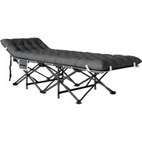 Outsunny Lit de camping pliant avec matelas amovible reposacabezas y bolsa de transporte 196x68x37 cm Gris foncé