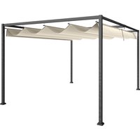 3x2m Metal Pergola Retractable Roof Garden Gazebo Canopy Shelter Outdoor Patio Cream