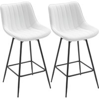 HOMCOM Set di 2 sgabelli da bar con schienale e poggiapiedi, sedie girevoli 360° rivestite in pelle sintetica, 47x54.5x97.5 cm, Bianco Aosom Italy