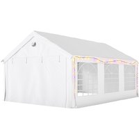 Outsunny Tente de Réception Barnum Structure Acier Galvanisé Barres de Renfort 4 Parois Latérales Fenêtres UPF 30+ 4x6m Blanc