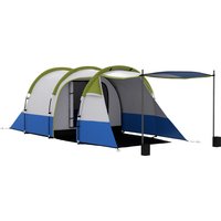 Outsunny Camping Tent, Large Tunnel Tent with Bedroom and Living Area, 2000mm Waterproof, Portable with Bag for 2-3 Man, Green