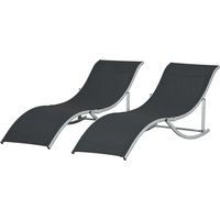 Outsunny Set de 2 Transats de Jardin Pliants en Aluminium et Textilène, 61x165x63 cm, Noir