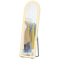 HOMCOM Miroir sur Pied Pleine Longueur avec Éclairage 150x50cm Arqué sans Cadre 3 Températures