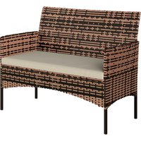 Outsunny Canapé de jardin 2 places en rotin PE-rotin pour terrasse extérieure avec coussin, pat