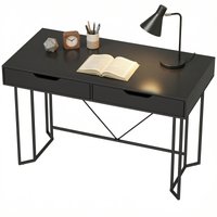 HOMCOM Petit bureau informatique avec 2 tiroirs, bureau avec grande surface de travail 120 x 60 x 77 cm Noir