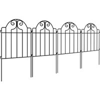 Outsunny Ensemble de 4 clôtures métalliques de jardin 125x57 cm au design arqué Résistantes Faciles à installer pour Patio Pelouse Noir