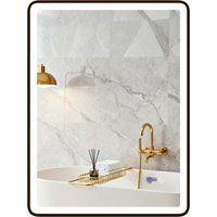 HOMCOM Miroir LED de salle de bains anti-buée Miroir maquillage dimmable avec éclairage 80 x 60 cm Cadre noir