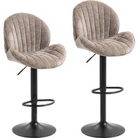 HOMCOM Bar Stools Set of 2, Swivel Barstools with Back, Adjustable Height and Footrest for Kitchen Island, Dining Room, Brown