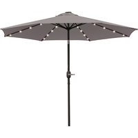 Outsunny Parasol de jardin inclinable Ø265 cm avec 32 LED solaires et manivelle, gris