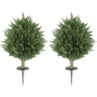 HOMCOM Lot de 2 Plantes Artificielles, Cyprès résistant aux UV avec 387 feuilles et piquet de t