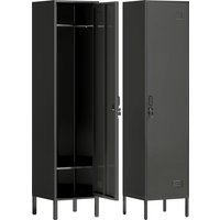 HOMCOM Casier métallique avec porte verrouillable et tringle, casier en acier individuel pour la maison ou le bureau, Noir