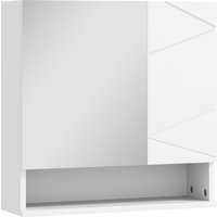 kleankin Wand-Spiegelschrank Badezimmer Aufbewahrungsschrank 2 Türen mit verstellbaren Regalen modernes Design 55 x 17 x 55 cm weiß Aosom
