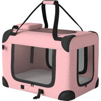 PawHut Transporteur pliable pour chiens 60x41,5x41 cm avec fenêtres en maille, coussin doux et 2 poignées pour mini chiens et chats rose