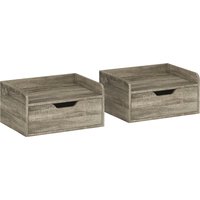 HOMCOM 2er-Set Wand-Nachttische, hängende Nachttische mit Schublade und Ablage mit erhöhtem Rand, moderner Stil, für Schlafzimmer, Wohnzimmer, 40 x 30 x 19,5 cm, grau Aosom