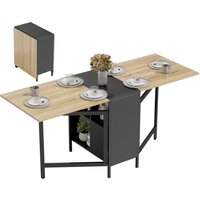 HOMCOM Table pliante à manger avec ailes rabattables 4 compartiments 3 configurations pour cuisine salon 169x60x75 cm naturel foncé