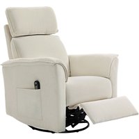 HOMCOM Fauteuil relax électrique avec fonction lit, dossier réglable, appuie-tête pour salon Blanc crème