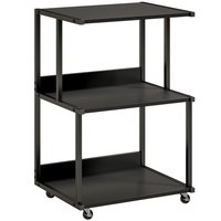 HOMCOM Druckerwagen 3 Ebenen, Druckerhalter mit Feststellrollen, platzsparend aus Metall und Holz, für Zuhause, Studio, Büro, Industrie, 50x40x75cm, Schwarz Aosom