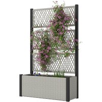 Outsunny Bac surélevé avec treillis aspect rotin Bac à plantes Bac à fleurs avec support 90 x 35 x 148cm Gris